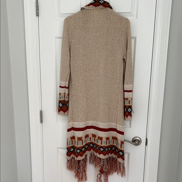 Fashion Apparel & Accessories ⭐️ Bohemian Beige and Rust Sweater Cardigan - Picture 3 of 8